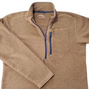Simms Fishing Mens 2XL Rivershed Half Zip Fleece Pullover Sweater Brown
